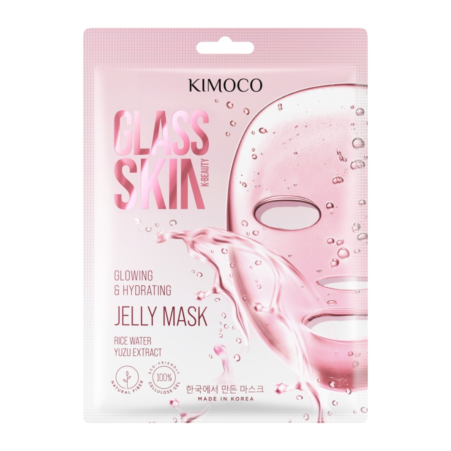 KIMOCO Glass Skin JellySheet Mask, Μάσκα Προσώπου για Λάμψη και Ενυδάτωση, 23 ml