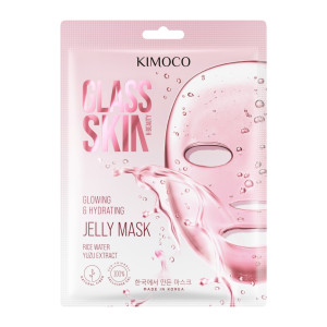 KIMOCO Glass Skin JellySheet Mask, Μάσκα Προσώπου για Λάμψη και Ενυδάτωση, 23 ml