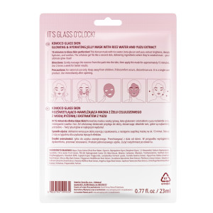 KIMOCO Glass Skin JellySheet Mask, Μάσκα Προσώπου για Λάμψη και Ενυδάτωση, 23 ml