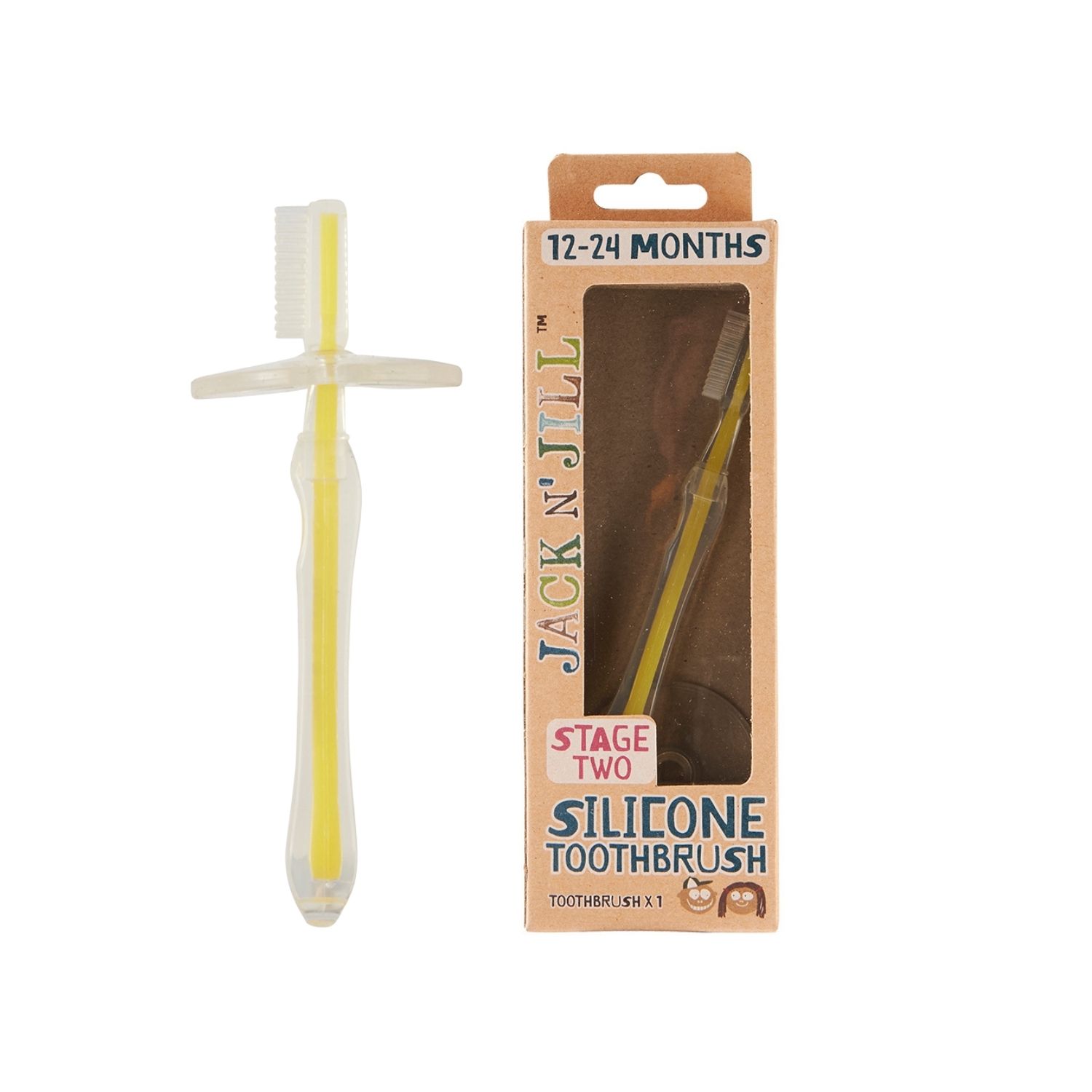 Jack n' Jill Οδοντόβουρτσα Σιλικόνης, με προστατευτική ασπίδα, Stage 2: 12-24μηνών