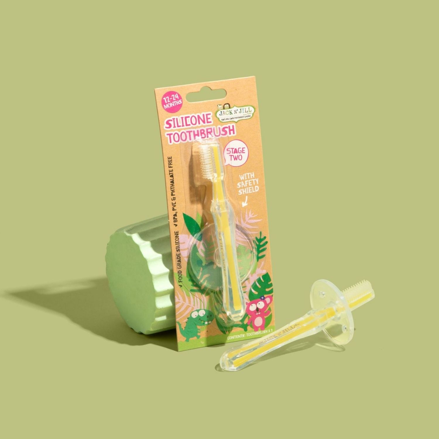 Jack n' Jill Οδοντόβουρτσα Σιλικόνης, με προστατευτική ασπίδα, Stage 2: 12-24μηνών