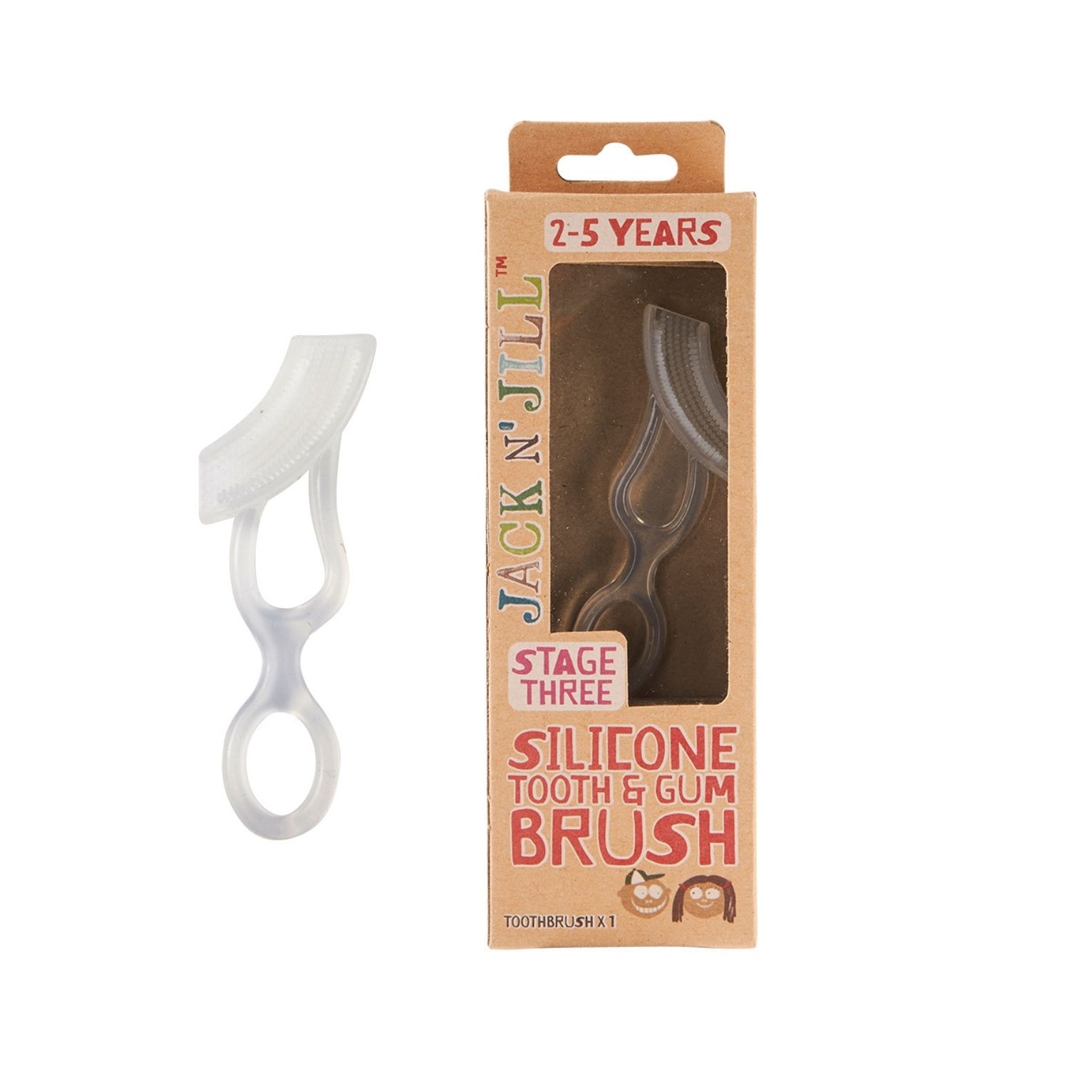 Jack n' Jill Οδοντόβουρτσα Σιλικόνης, για έξυπνο-διπλό βούρτσισμα δοντιών, Stage 3: 2-5 ετών