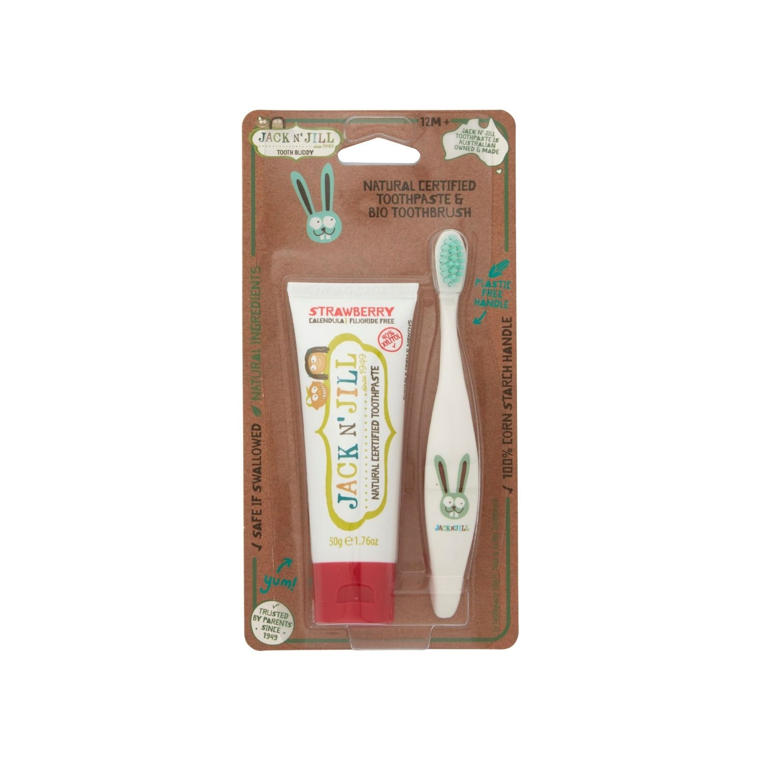 Jack n' Jill Σετ BIO Οδοντόβουρτσα + Φυσική Οδοντόκρεμα με γεύση Φράουλα