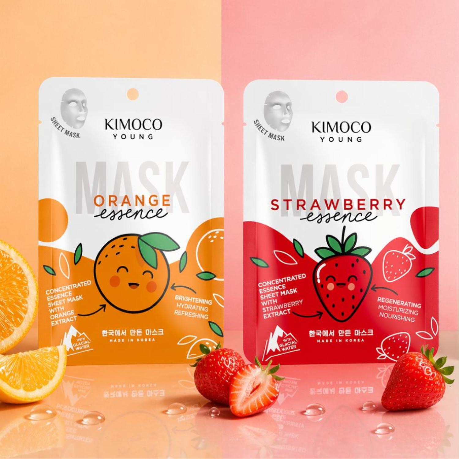 KIMOCO Young-Αναζωογονητική Μάσκα Προσώπου με Εκχύλισμα Φράουλας και Glacial Water, 25ml