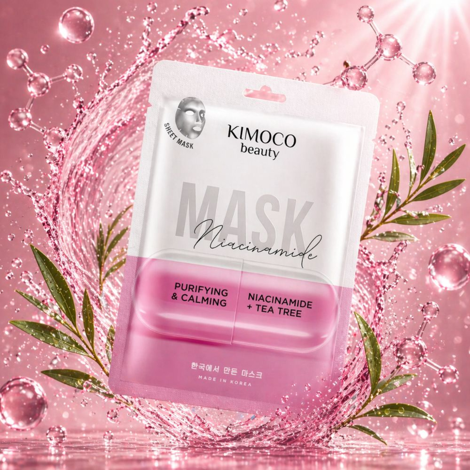 KIMOCO Korean Beauty-Καταπραϋντική Μάσκα Προσώπου με Νιασιναμίδη και Εκχύλισμα Δέντρου Τσαγιού, 23ml