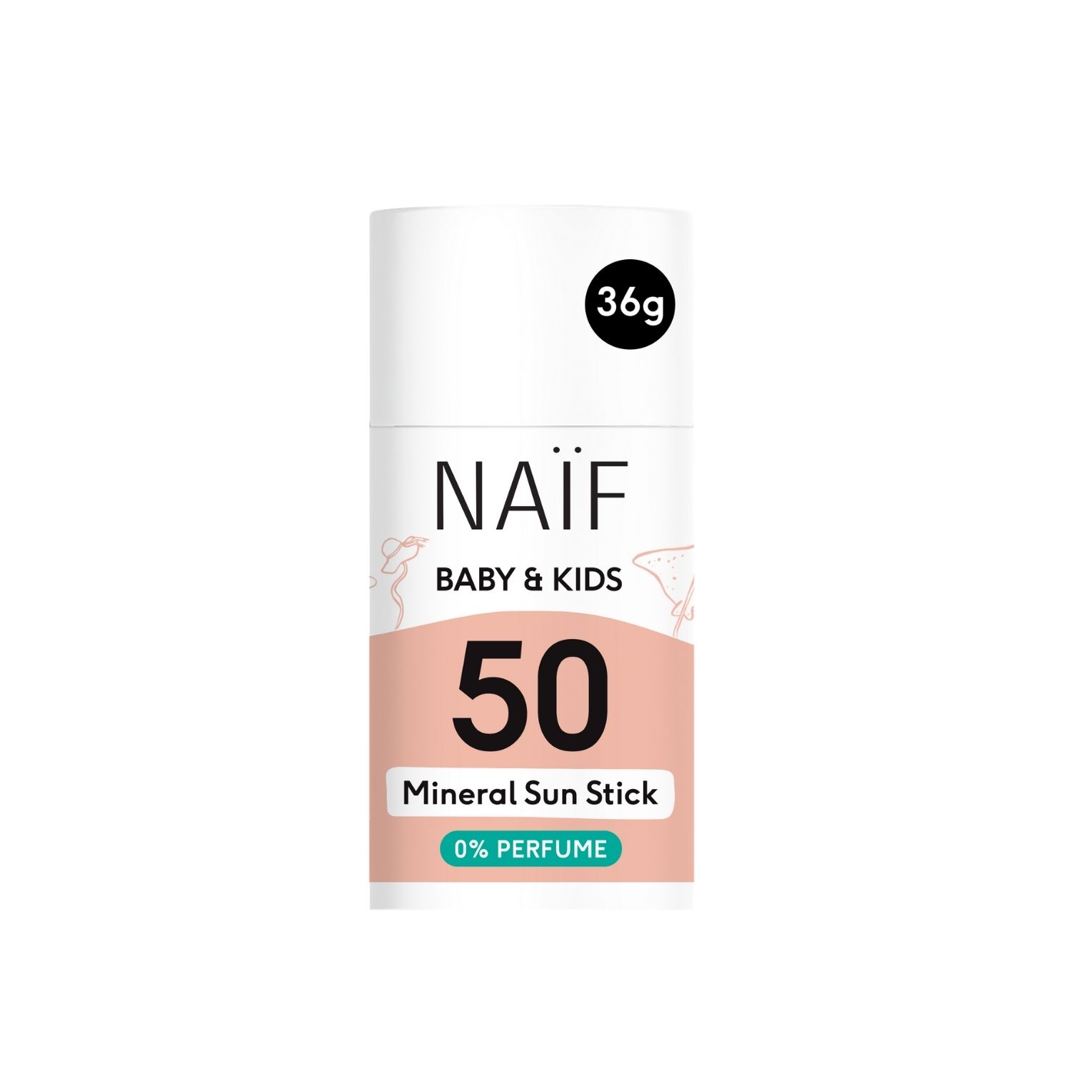 Naif Mineral Αντηλιακό Stick, Χωρίς Άρωμα, Προσώπου-Σώματος, για Βρέφη & Παιδιά, SPF 50, 36gr
