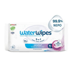 ΝΕΑ WaterWipes Sensitive+ Body & Intimate , XL Υγρα Μαντηλάκια Ενηλίκων, Πακέτο 30 Μαντηλάκια, με 2 ΜΟΝΟ Συστατικά, 99.9% Νερό