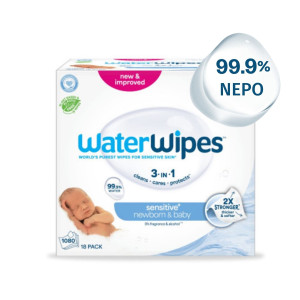 WaterWipes Sensitive+, Πακέτο Προσφοράς 18x60 Μαντηλάκια με 2 ΜΟΝΟ Συστατικά, 99.9% Νερό