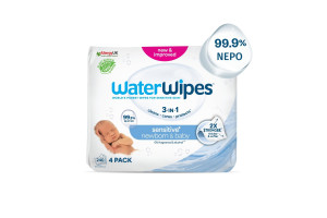 WaterWipes Sensitive+, Πακέτο Προσφοράς 4x60 Μαντηλάκια με 2 ΜΟΝΟ Συστατικά, 99.9% Νερό