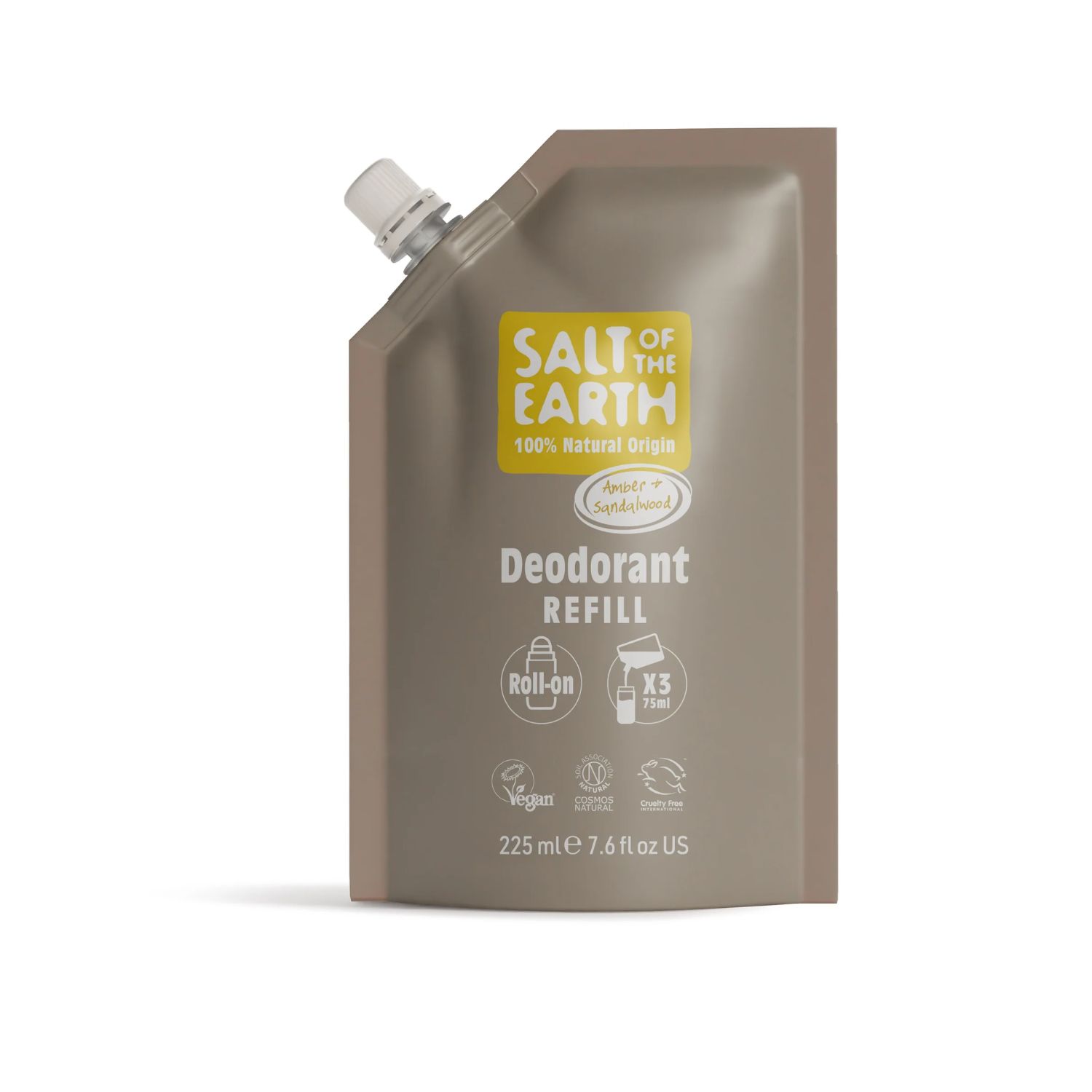 Salt of the Earth Vegan Αποσμητικό, Roll-On Refill, 225ml, Amber & Sandalwood