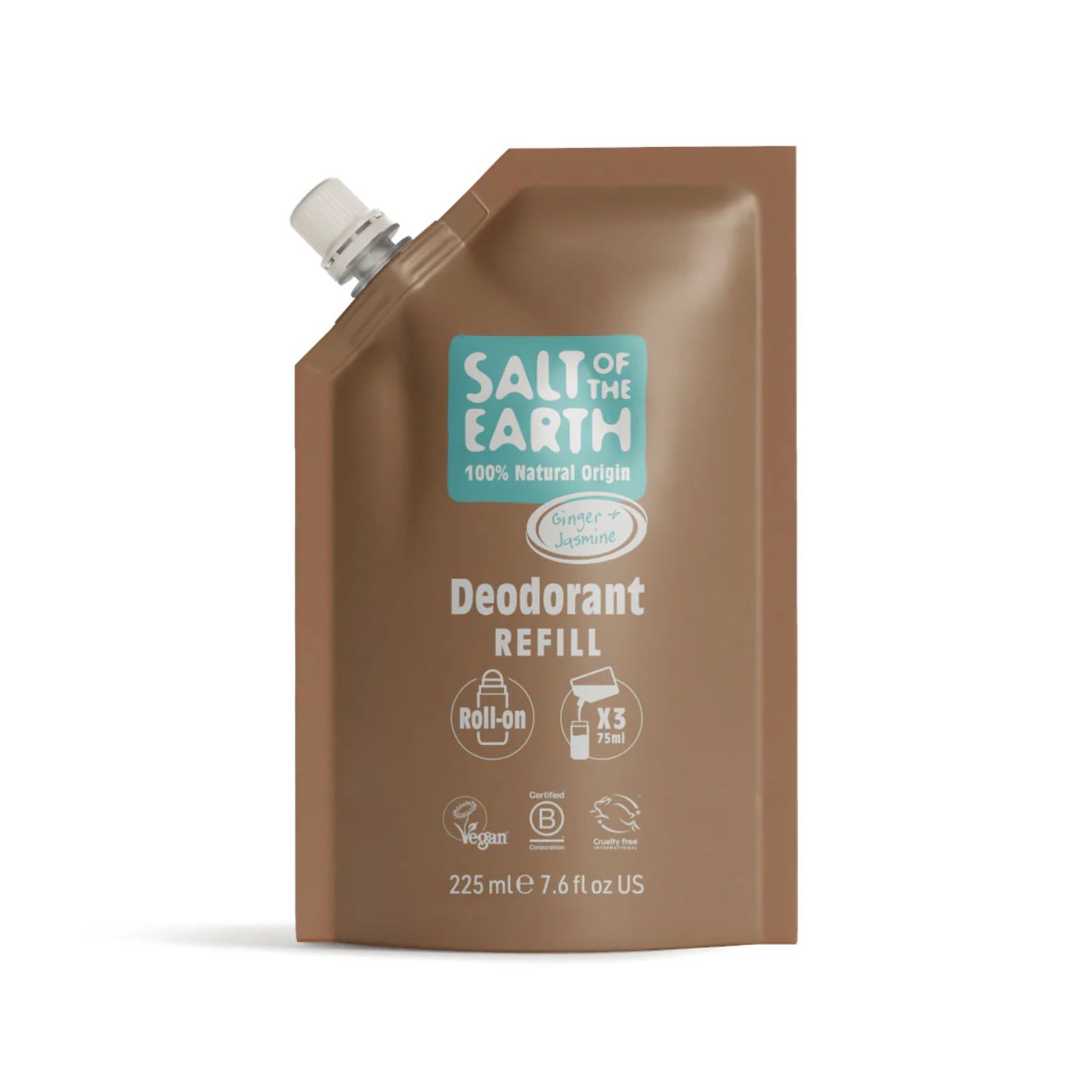 Salt of the Earth Vegan Αποσμητικό, Roll-On Refill, 225ml, Ginger & Jasmine