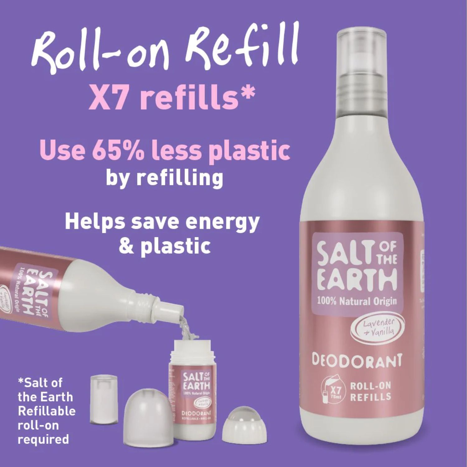 SaltoftheEarth Vegan Αποσμητικό, Roll-On Refill 525ml, Lavender/Vanilla