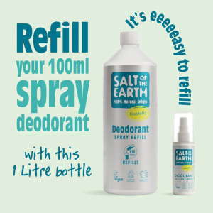 SaltoftheEarth Vegan Αποσμητικό, Spray Refill 1000ml, Χωρίς Άρωμα