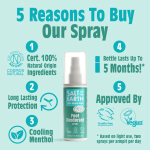 Salt of the Earth, Vegan Αποσμητικό Spray Ποδιών, Peppermint /Tea Tree, 100ml