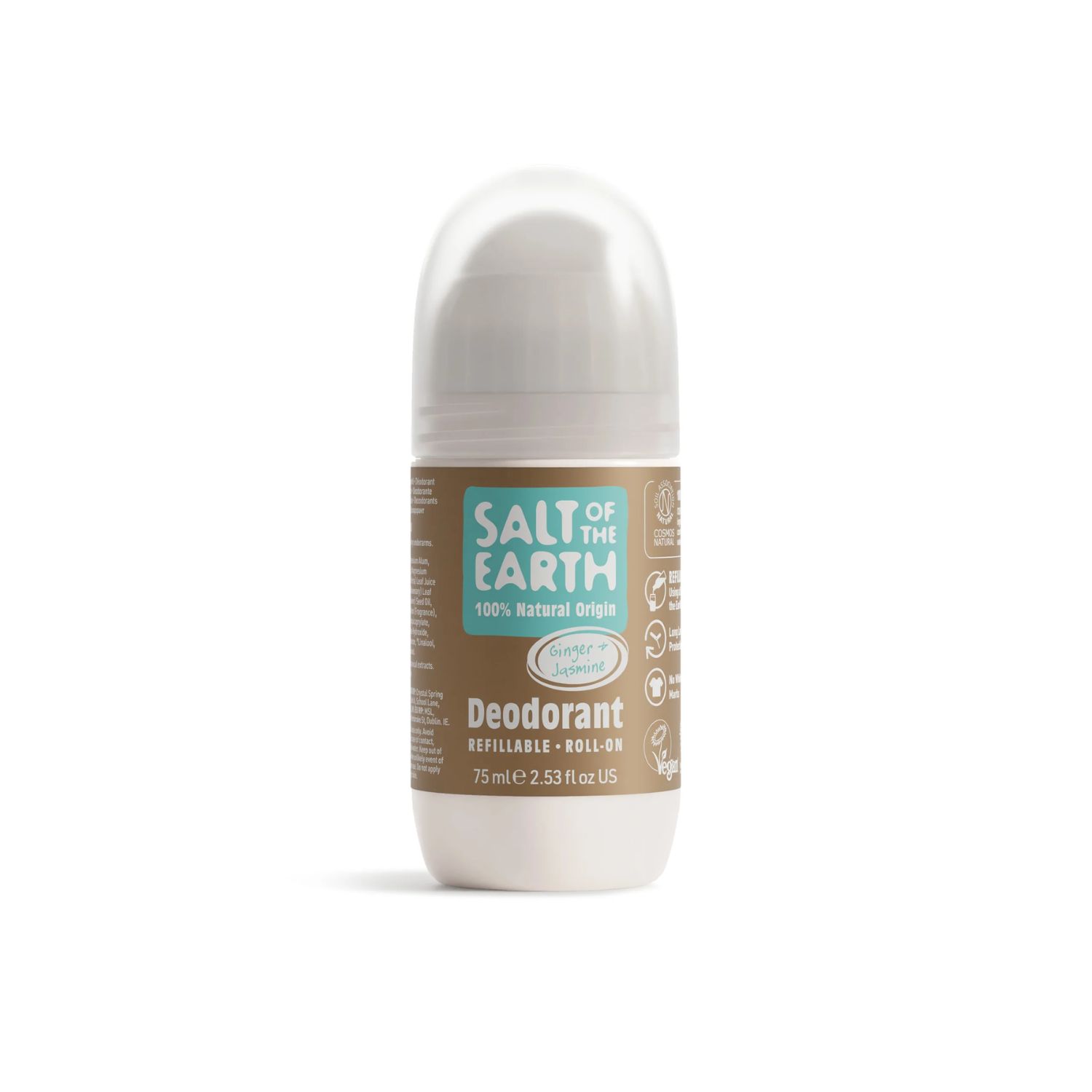 Salt of the Earth, Vegan Αποσμητικό, Επαναγεμιζόμενο Roll-On 75ml, Ginger/Jasmine