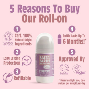 Salt of the Earth, Vegan Αποσμητικό, Επαναγεμιζόμενο Roll-On 75ml,  Peony Blossom