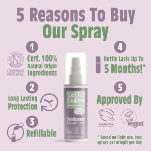 Salt of the Earth, Vegan Αποσμητικό, Spray 100ml, Clary Sage/Mint