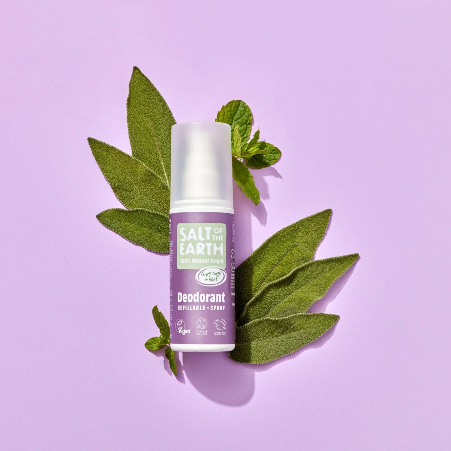 Salt of the Earth, Vegan Αποσμητικό, Spray 100ml, Clary Sage/Mint