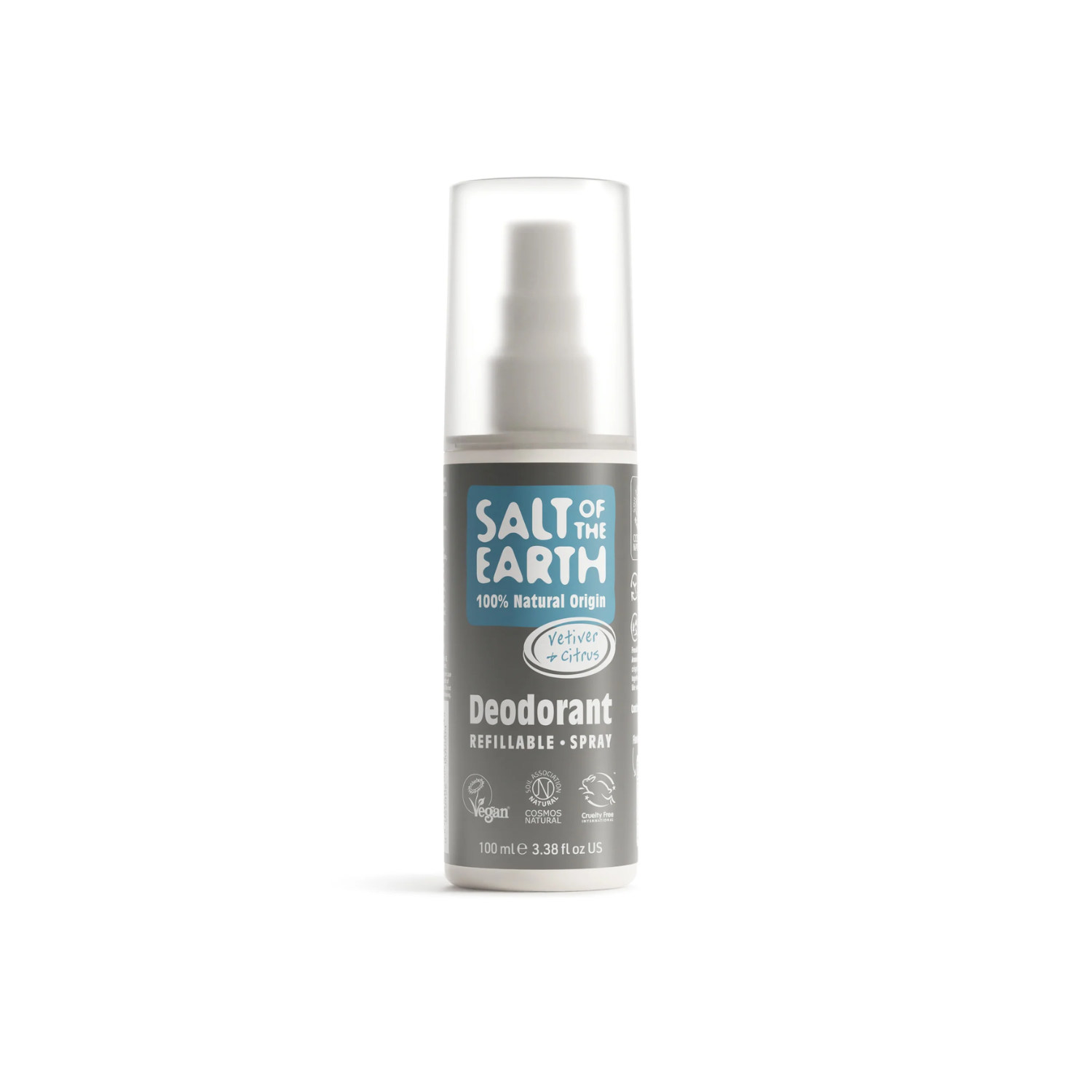 Salt of the Earth, Vegan Αποσμητικό, Επαναγεμιζόμενο Spray 100ml, Vetiver & Citrus