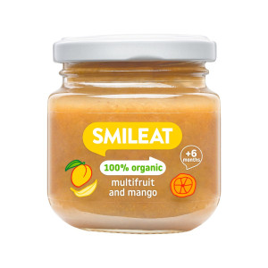 Smileat, Έτοιμο Γεύμα σε βαζάκι, Βιολογικής Προέλευσης, Μιξ Φρούτων και Μάνγκο, 130 gr, Χωρίς Γλουτένη, 6μηνών+