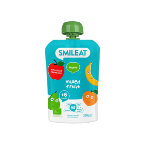 Smileat, Πουρές Φρούτων σε Pouch Βιολογικής Προέλευσης, Μιξ Φρούτων, Χωρίς Γλουτένη, 100γρ