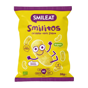 Smileat, Snack Καλαμποκιού Smilitos, Βιολογικής Προέλευσης, με έξτρα Παρθένο Ελαιόλαδο, Ψημένα στο Φούρνο, 38gr, Χωρίς Γλουτένη