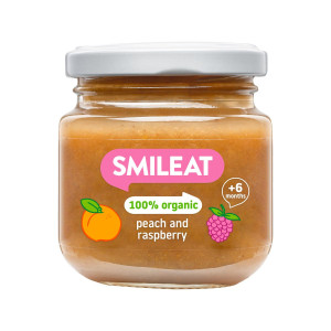 Smilleat, Έτοιμο Γεύμα σε βαζάκι, Βιολογικής Προέλευσης, Ροδάκινο και Raspberry, 130 gr, Χωρίς Γλουτένη, 6μηνών+