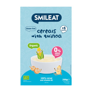 Smileat, Βρεφική Κρέμα Δημητριακών με Κινόα, Βιολογικής Προέλευσης, 200gr, Χωρίς Γλουτένη, 6μηνών +