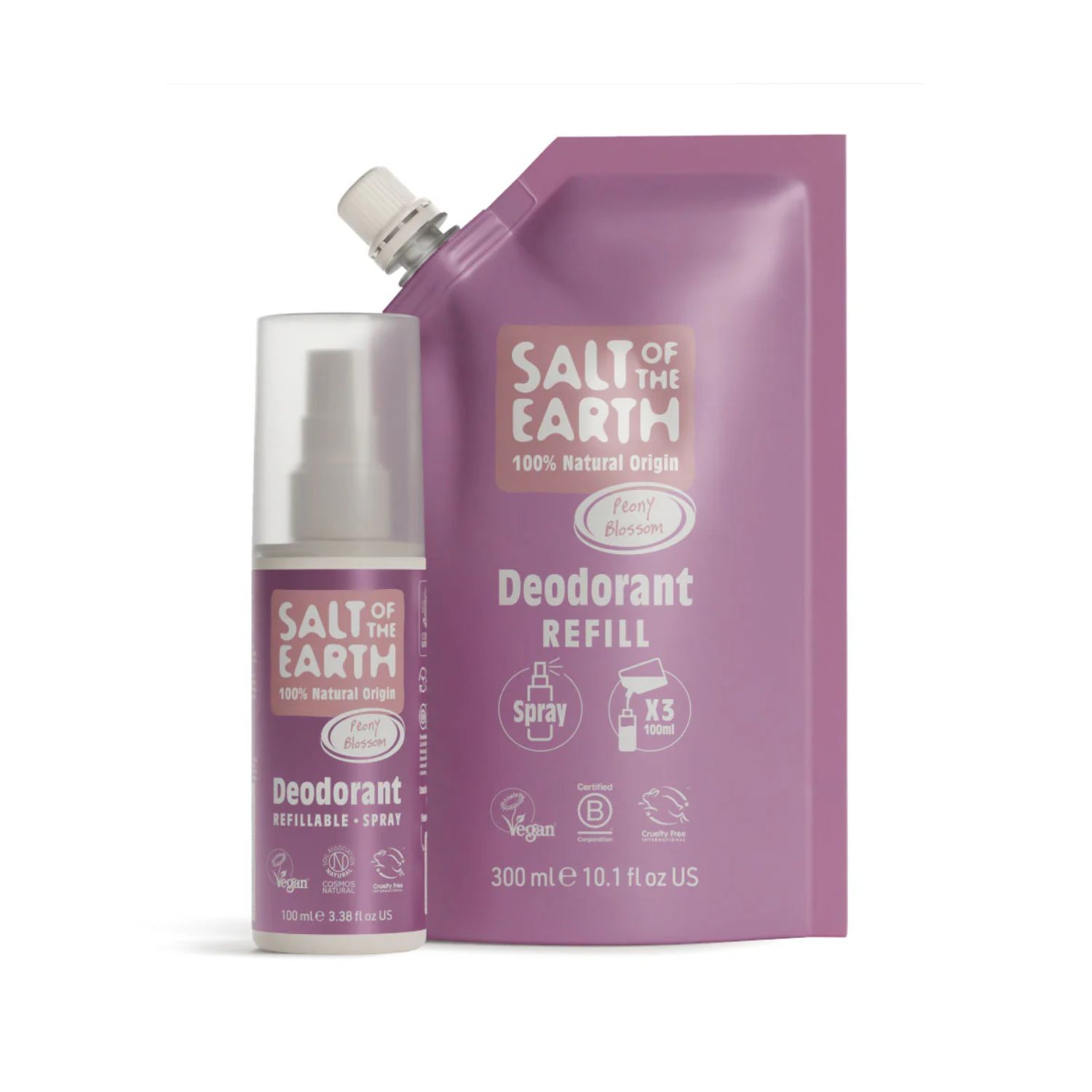 Salt of the Earth Vegan Αποσμητικό, Spray Refill, 300ml, Peony Blossom