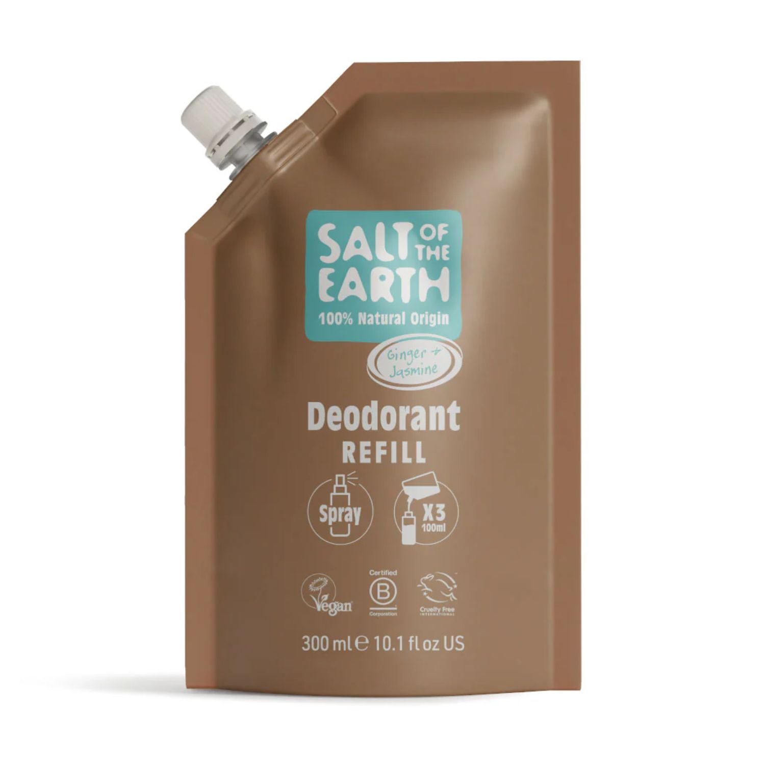Salt of the Earth Vegan Αποσμητικό, Spray Refill, 300ml, Ginger & Jasmine