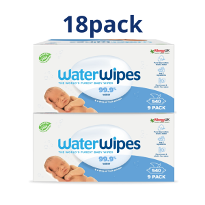 WaterWipes MEGA Monthly Pack, 100% Plastic-free Άοσμα Μωρομάντηλα, 99.9% Νερό, Ηλικίες 0+, 1.080Μαντηλάκια (18πακ/60τμχ)