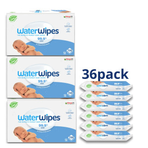 JUMBO Value Pack, WaterWipes, 100% Plastic-free Άοσμα Μωρομάντηλα, 99.9% Νερό, Ηλικίες 0+, 2.160 Μαντηλάκια (36πακ/60τμχ)