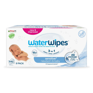 ΝΕΑ WaterWipes Sensitive+, Πακέτο Προσφοράς 9x60 Μαντηλάκια
