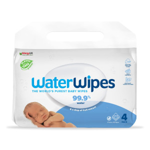 WaterWipes, 100% Plastic-free Άοσμα Μωρομάντηλα, 99.9% Νερό, Ηλικίες 0+, 240 Μαντηλάκια (4πακ/60τμχ)