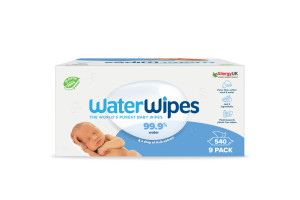 WaterWipes, 100% Plastic-free Άοσμα Μωρομάντηλα, 99.9% Νερό, Ηλικίες 0+, 540 Μαντηλάκια (9πακ/60τμχ)
