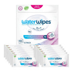 WaterWipes, Μαντηλάκια Καθαρισμού Ενηλίκων, XL Μαντηλάκι, 100% Plastic-free Άοσμα, 99.9% Νερό, Πακέτο Προσφοράς 12 Πακέτα x 30 Μαντηλάκια